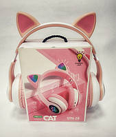 Беспроводные Bluetooth наушники "Cat Headset" с кошачьими ушками розовые