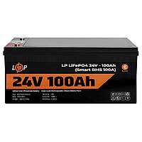 Аккумулятор LP LiFePO4 для ИБП 24V (25,6V) - 100 Ah (2560Wh) (Smart BMS 100А) с BT пластик