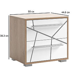 Приліжкова тумба з шухлядами Тоні 50 см дуб артизан з фасадом німфеа альба з шовкографією