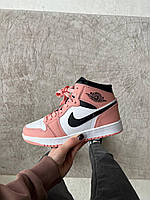 Кроссовки женские Nike Air Jordan 1 Pink розовые с белым и черным