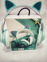 Беспроводные Bluetooth наушники "Cat Headset" с кошачьими ушками мятные