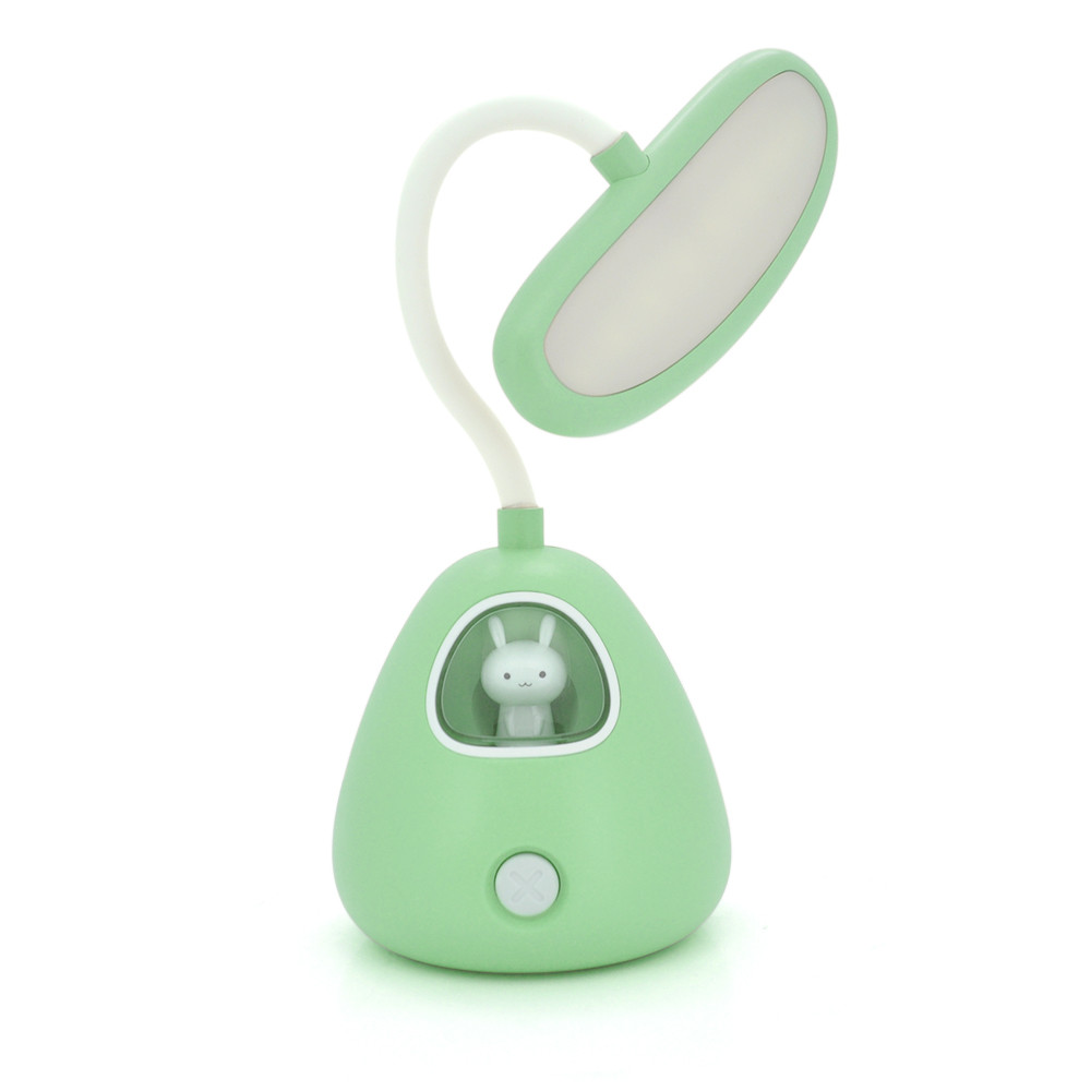 Гнучка настільна лампа-нічник RABBIT LD-3053, 3 режими, 4,2V 300mAh. microUSB, 3 години роботи, 25см, 200гр, Green, Box, фото 1