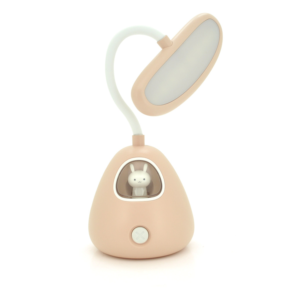 Гнучка настільна лампа-нічник RABBIT LD-3053, 3 режими, 4,2V 300mAh. microUSB, 3 години роботи, 25см, 200гр, Pink, Box, фото 1