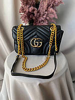 Женская сумка Gucci, черная кожаная на цепочке женская сумочка гуччи через плечо