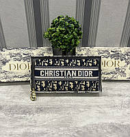 Женский тканевый кошелек на змейке Christian Dior темно-синего цвета