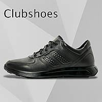 Мужские осенние кроссовки Clubshoes черные кожаные с шнуровкой осень/весна деми 215H