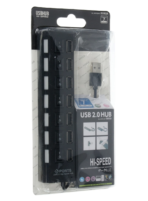 USB 2.0 HUB 7 портов с выключателями черный - фото 3 - id-p1907955296