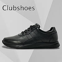 Мужские осенние кроссовки Clubshoes черные кожаные с шнуровкой осень/весна деми 19/25