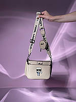 Женская подарочная сумка клатч Karl Lagerfeld Pochette Beige (бежевая) KIS22016 супермодная с логотипом