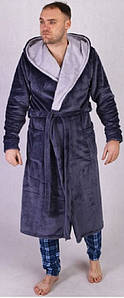 Банний чоловічий халат на запах з капюшоном однотонний з махри різних кольорів 44-58 р