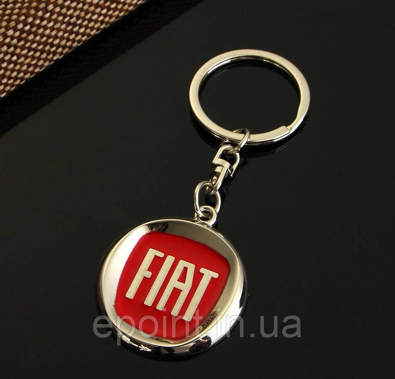 Брелок круглої форми з логотипом Fiat, хром/червоний