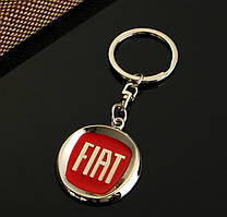Брелок круглої форми з логотипом Fiat, хром/червоний