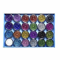 Блискітки (пісок) для нігтів Lilly Beaute набір 24 шт