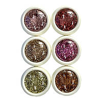 Блискітки набір 6 шт універсальний мікс в баночці золото/рожевий