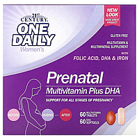 Вітаміни Prenatal Multivitamin Plus DHA 2 Bottles 21st Century 60 таблеток / 60 капсул