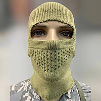 Балаклава - шапка зимняя, вязаная, цвет Хаки, тактическая зимняя шапка, балаклава армейская теплая для военных