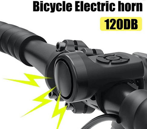 Електронний велосипедний гудок / gorn 120dB сигналізація (2 в 1) від USB, фото 1