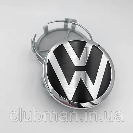 Ковпачки (заглушки) в литі диски VW (Фольцваген) 75 мм Хром лого, Чорні, фото 1