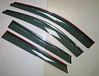 Дефлекторы окон ветровики на HYUNDAI ХУНДАЙ Хендай Santa Fe 3 IX45 ASP с молдингом нержавеющей стали 2