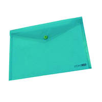 Папка-конверт А4 прозора на кнопці Economix E31301-04, 180 мкм, фактура "глянець", зелена