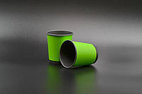 Стакан бумажный двухслойный зеленый-черный 175 мл 20 шт/уп (кр70, d70) (40 уп/ящ)