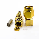 Роз'єм RP-SMA Male 90° на кабель RG174 під обтиск кутовий, фото 2