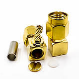 Роз'єм RP-SMA Male 90° на кабель RG174 під обтиск кутовий, фото 3