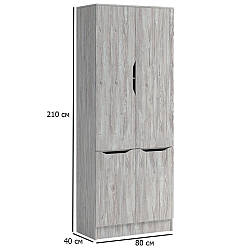 Чотирьохдверна шафа з полицями Локи 4Д 80 см артвуд світлий без ручок