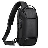 Сумка чоловіча нагрудна Сумка рюкзак чоловіча на одне плече Чоловічий однолямковий рюкзак Сумка слінг Чорна, фото 6