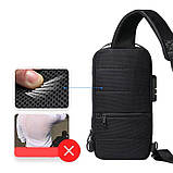 Сумка чоловіча нагрудна Сумка рюкзак чоловіча на одне плече Чоловічий однолямковий рюкзак Сумка слінг Чорна, фото 8