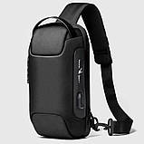 Сумка чоловіча нагрудна Сумка рюкзак чоловіча на одне плече Чоловічий однолямковий рюкзак Сумка слінг Чорна, фото 5