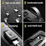 Сумка чоловіча нагрудна Сумка рюкзак чоловіча на одне плече Чоловічий однолямковий рюкзак Сумка слінг Чорна, фото 9