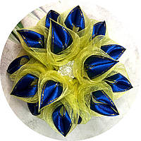 Бантик детский на резинке Д 12 см Желто-синий
