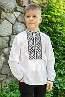 Вишиванка дитяча лляна для хлопчика біла. Українська вишиванка з довгим рукавом Розмір 72-140