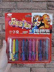 Грим карнавальний в олівці, 12 кольорів, фарби для обличчя