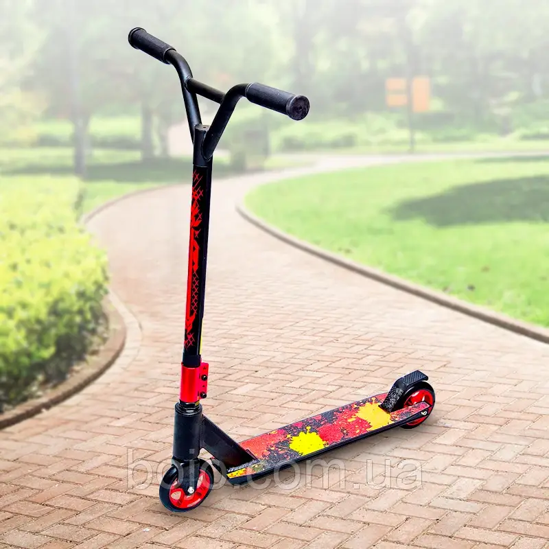 Трюковий самокат Globber 300A із пластиковими колесами PU 100мм червоний