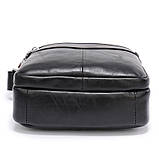 Чоловіча сумка через плече Натуральня шкіра Барсетка Чоловіча шкіряна сумка для документів планшет Чорна, фото 6