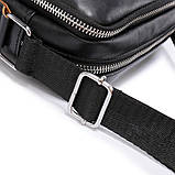 Чоловіча сумка через плече Натуральня шкіра Барсетка Чоловіча шкіряна сумка для документів планшет Чорна, фото 9