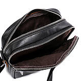 Чоловіча сумка через плече Натуральня шкіра Барсетка Чоловіча шкіряна сумка для документів планшет Чорна, фото 8