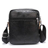 Чоловіча сумка через плече Натуральня шкіра Барсетка Чоловіча шкіряна сумка для документів планшет Чорна, фото 3