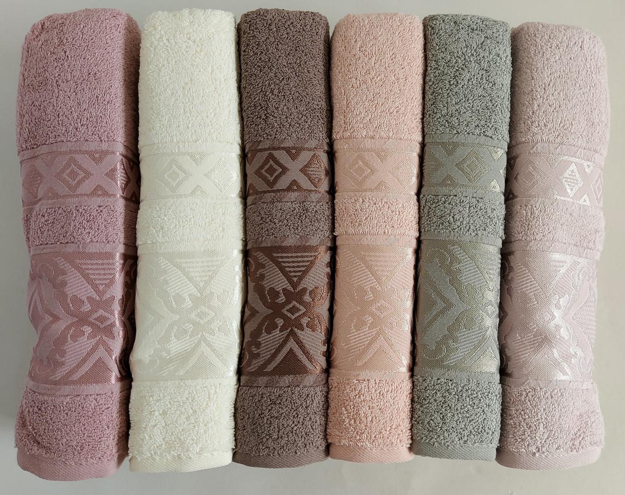 Рушники махрові банні «Vip Cotton Falfa» 140*70 см (6 шт)