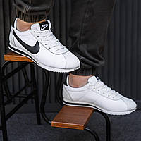 Мужские кроссовки Nike Cortez "White/Black" (белые с чёрным) спортивные повседневные беговые кроссы 1814