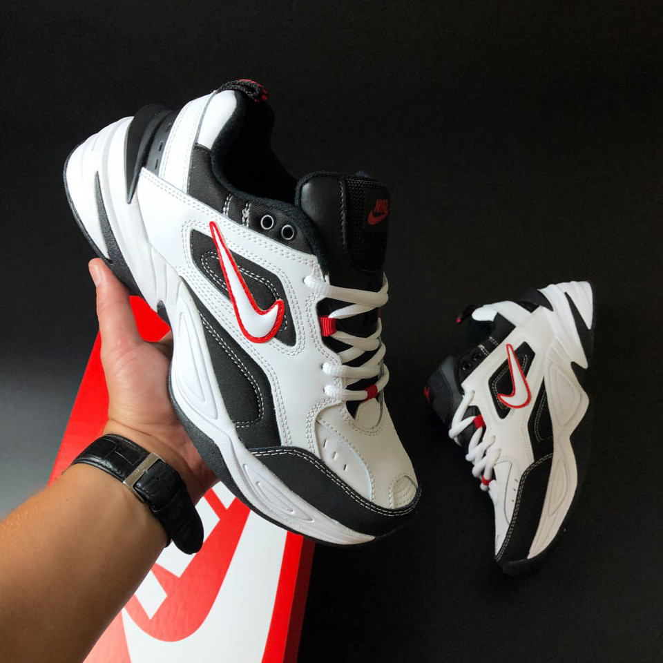 Чоловічі кросівки Nike М2K Tekno шкіряні спортивні повсякденні білі червоні
