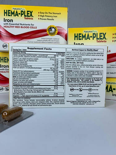 Купить Хелатное Железо NaturesPlus hema-plex гема плекс 30 таблеток ...
