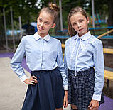 Блузка шкільна ошатна 1800 блакитний, фото 2