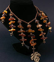 Колье, ожерелье из натурального янтаря авторской работы "Золотий дощ"