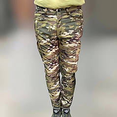 Штани тактичні флісові, розмір 3XL, Мультикам, утеплені штани для військових на флісі