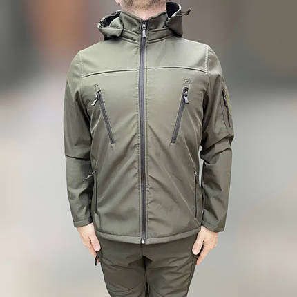 Костюм тактичний, Softshell на флісі, колір Олива, розмір XL, костюм демісезонний для військових софтшел, фото 2