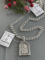 Срібна іконка підвіска святий Миколай з ланцюжком