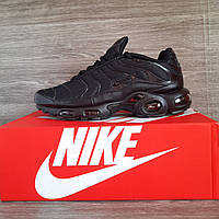 Мужские кроссовки Nike Air Max TN Black (чёрные) крутые спортивные сетка лето кроссы Найк Аир Макс